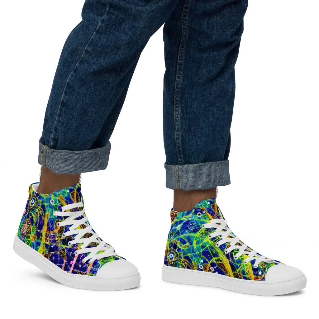 Prismatic Undergrowth on Men's High Top Canvas Shoes — Right