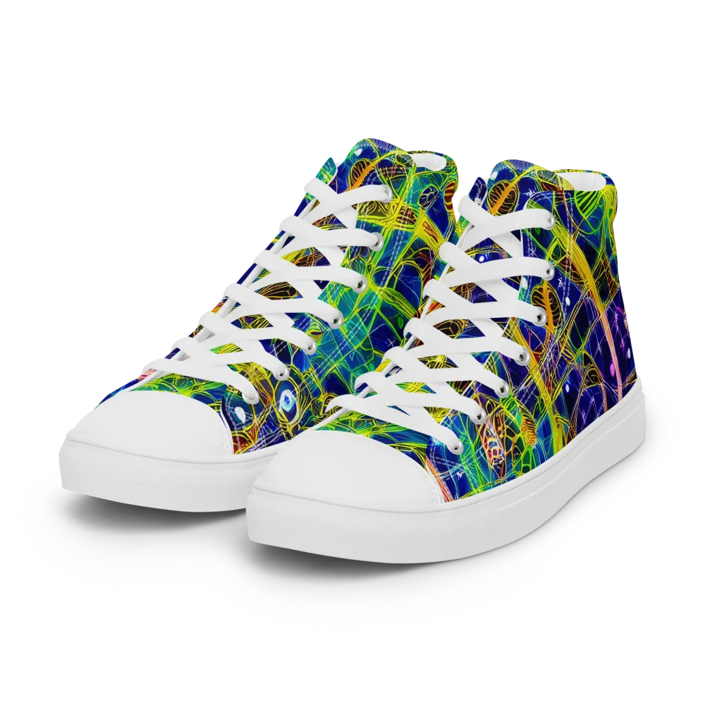 Prismatic Undergrowth on Women's High Top Canvas Shoes — Left Front