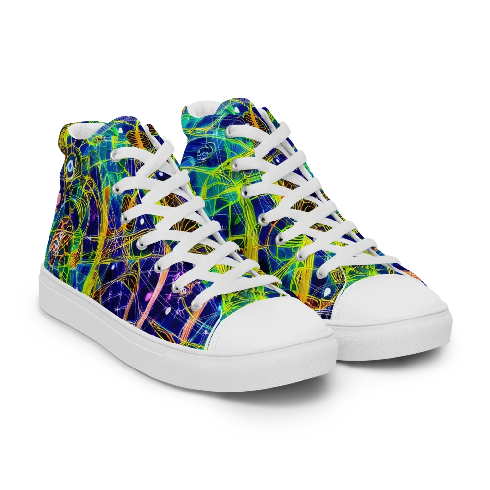 Prismatic Undergrowth on Women's High Top Canvas Shoes — Right Front
