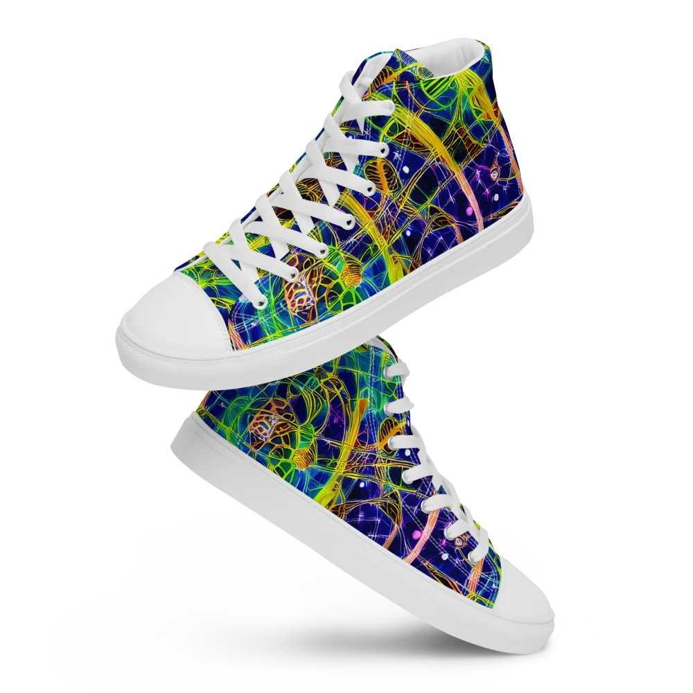 Prismatic Undergrowth on Women's High Top Canvas Shoes — Front