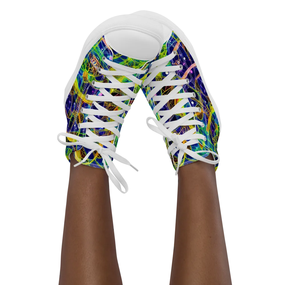 Prismatic Undergrowth on Women's High Top Canvas Shoes — Front