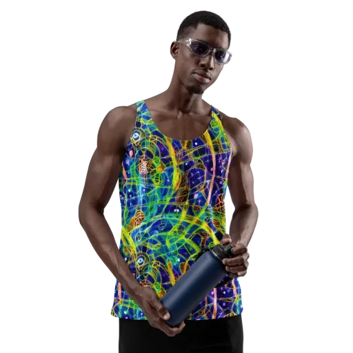 Prismatic Undergrowth on a Men's Tank Top
