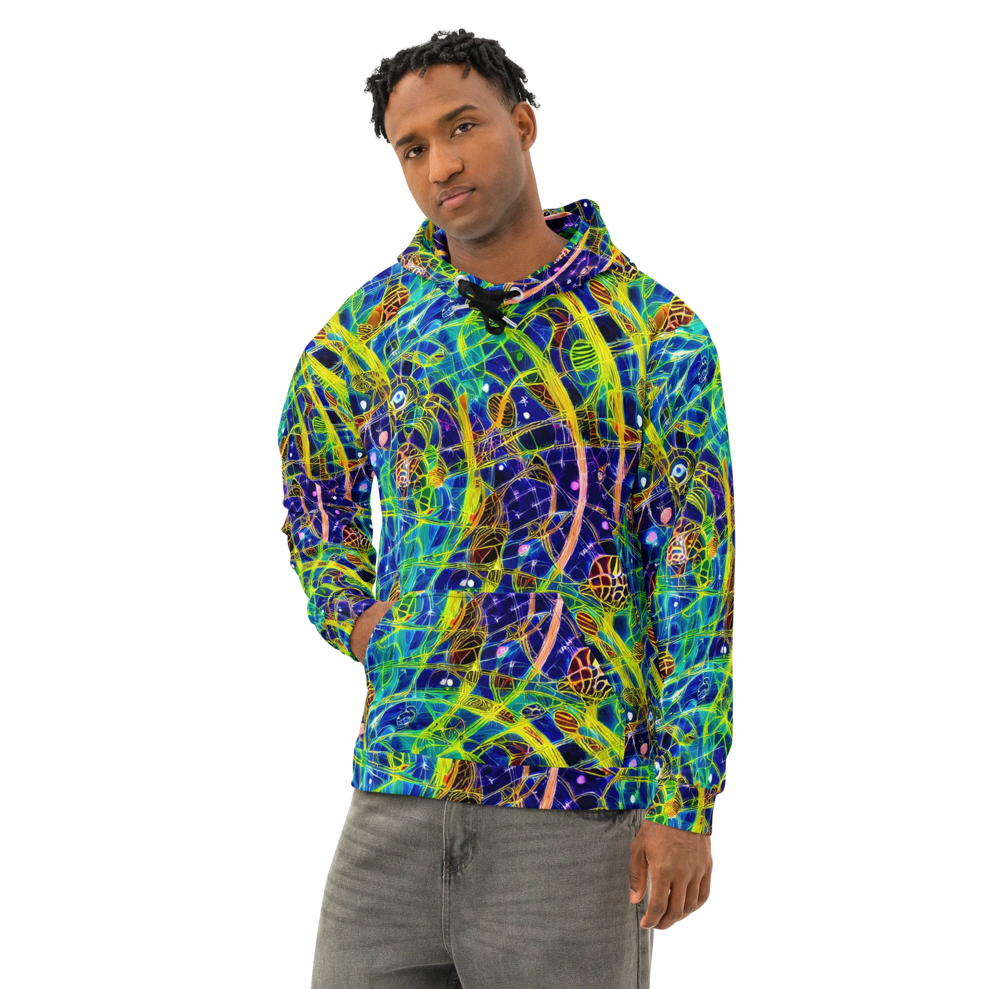 Prismatic Undergrowth on Cotton Hoodie — Left Front