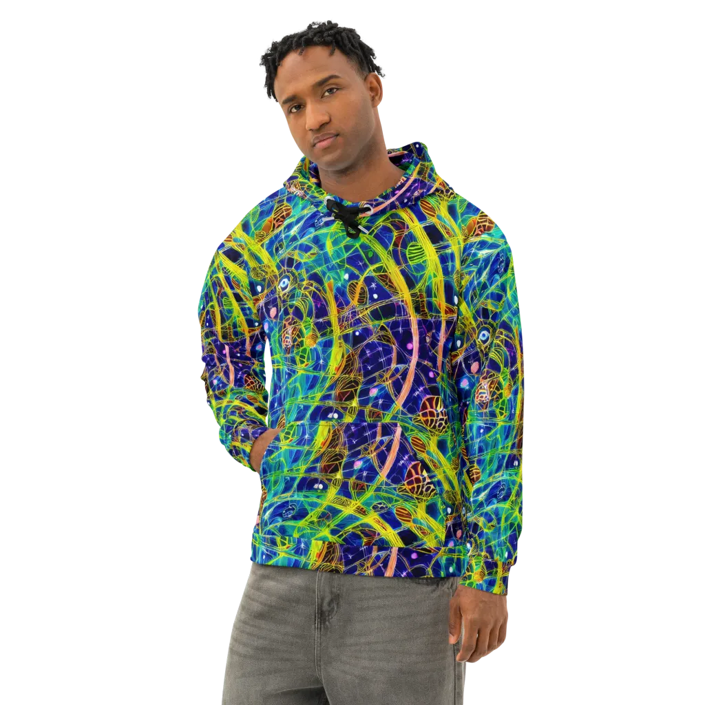 Prismatic Undergrowth on Cotton Hoodie — Left Front