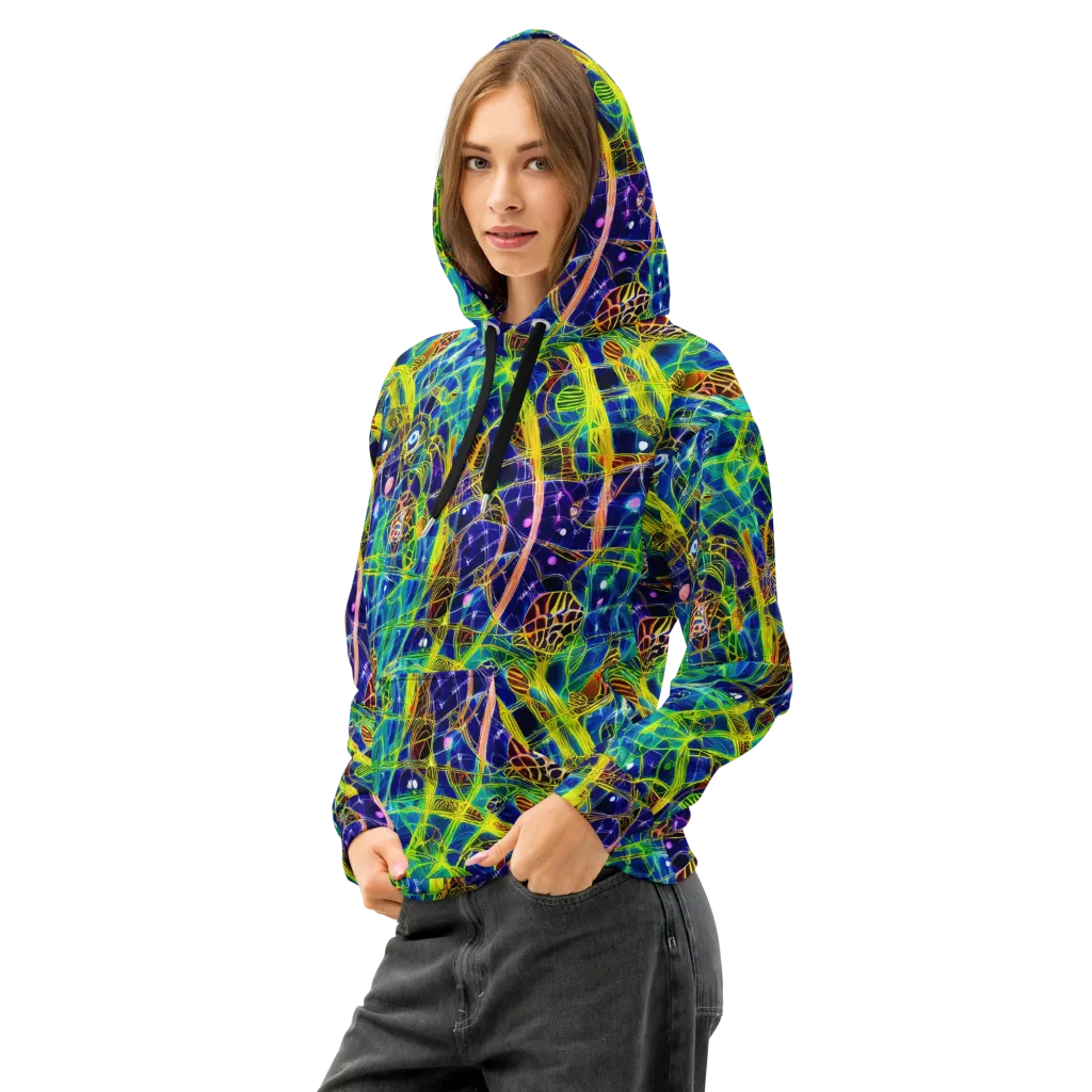 Prismatic Undergrowth on Cotton Hoodie — Left Front