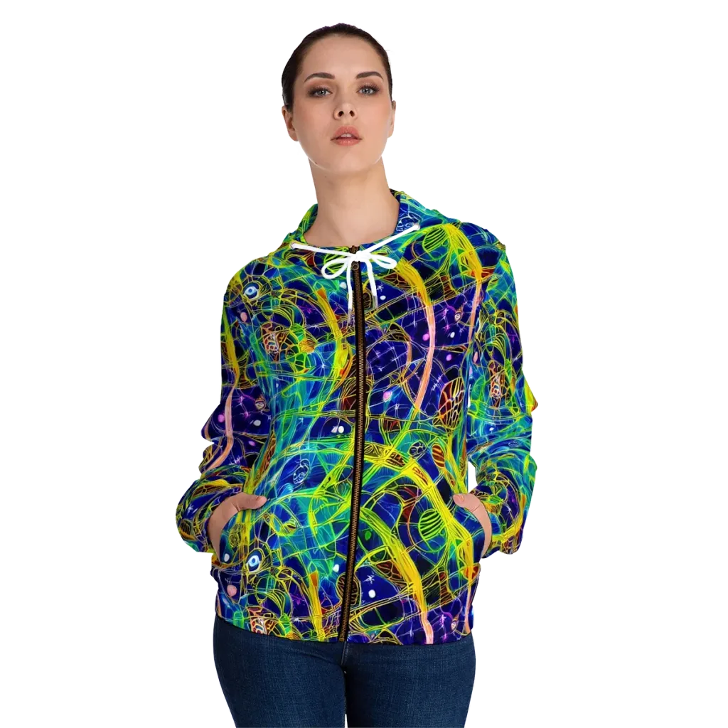 Prismatic Undergrowth on Women's Full-Zip Hoodie — Front On Person