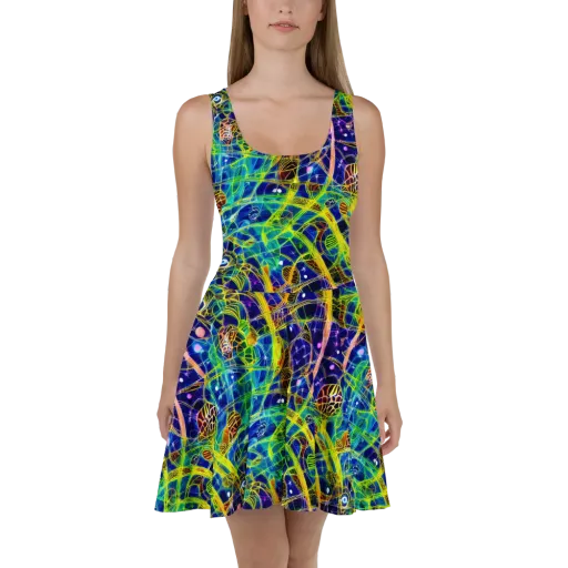 Prismatic Undergrowth on a Skater Dress