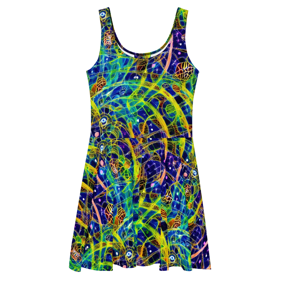 Prismatic Undergrowth on Skater Dress — Front