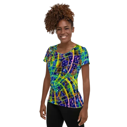 Prismatic Undergrowth on a Women's Athletic T-Shirt