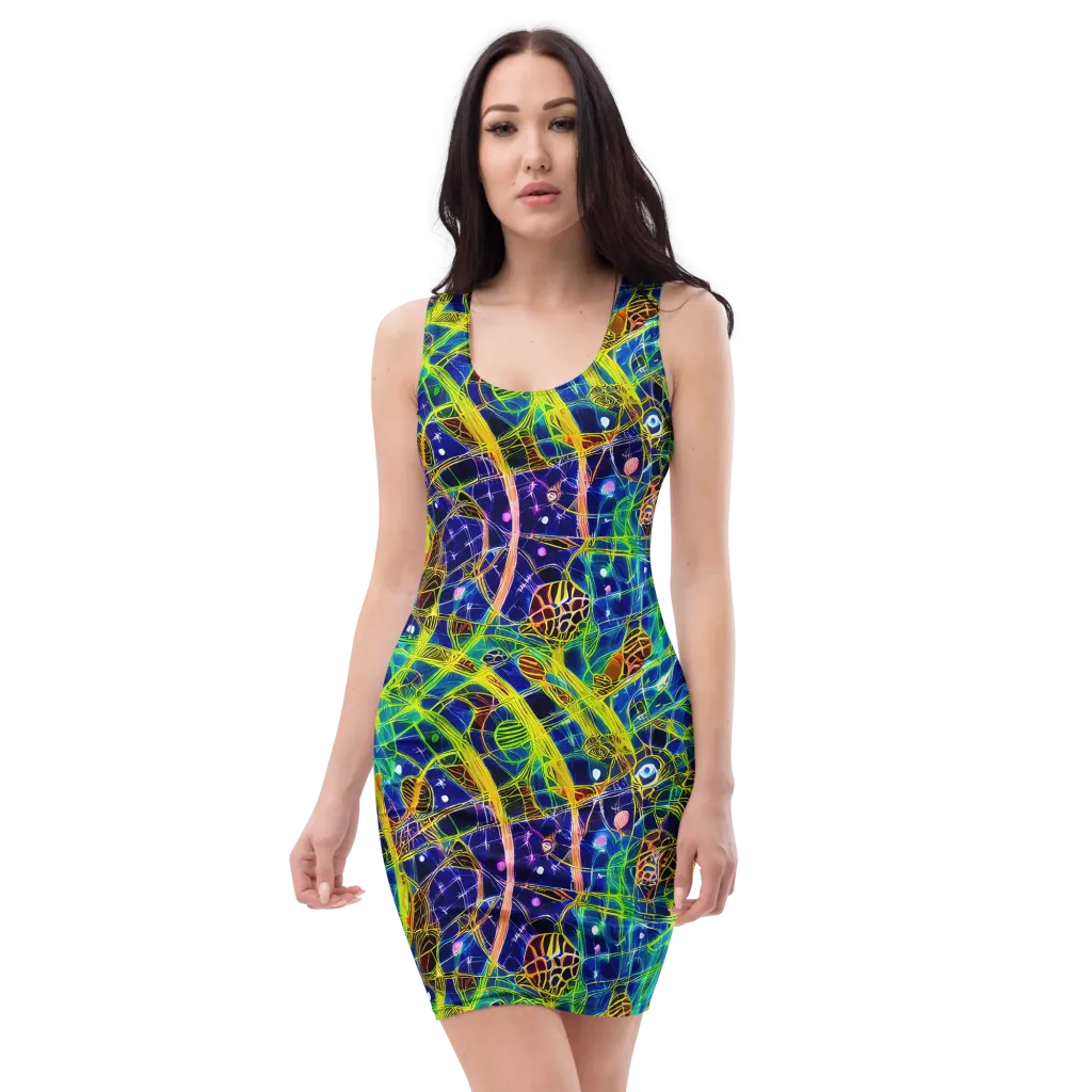 Prismatic Undergrowth on Bodycon Dress — Front