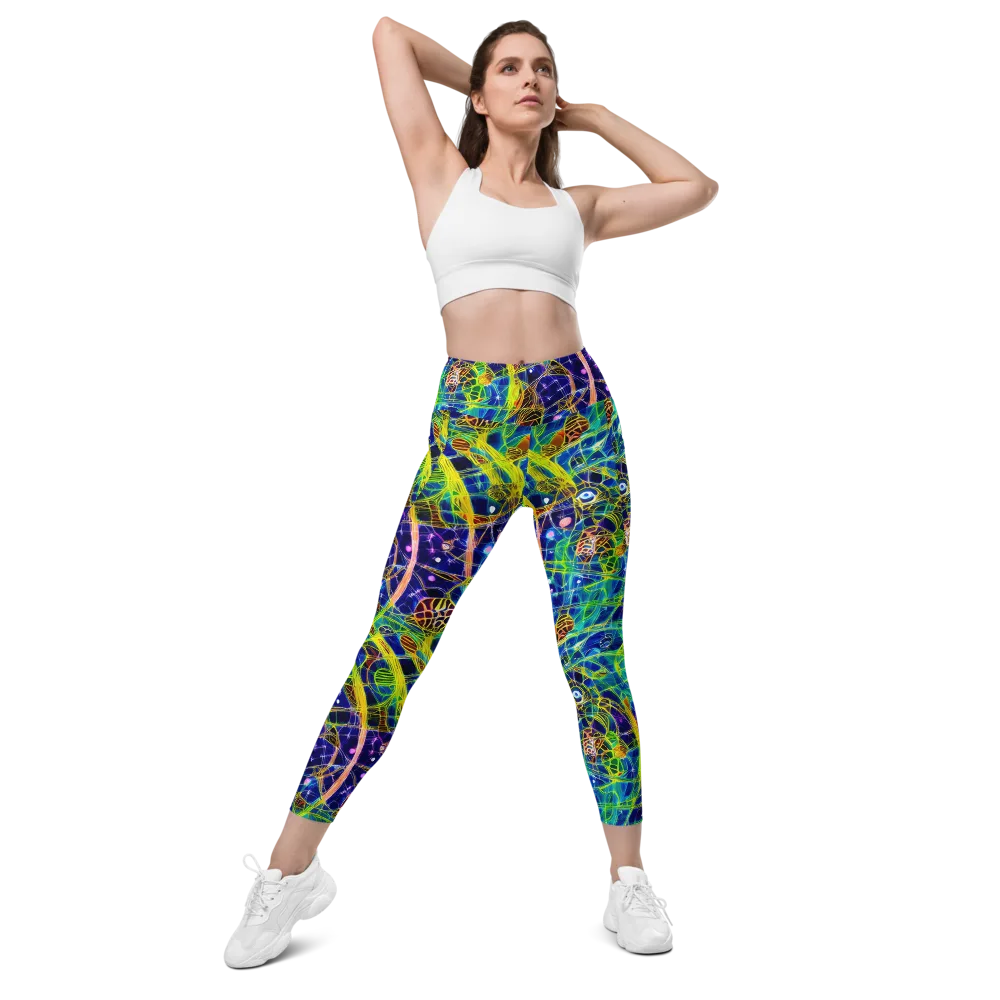 Prismatic Undergrowth on Leggings with Pockets — Front