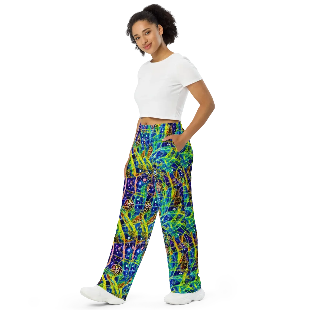 Prismatic Undergrowth on Wide-Leg Pants — Left Front
