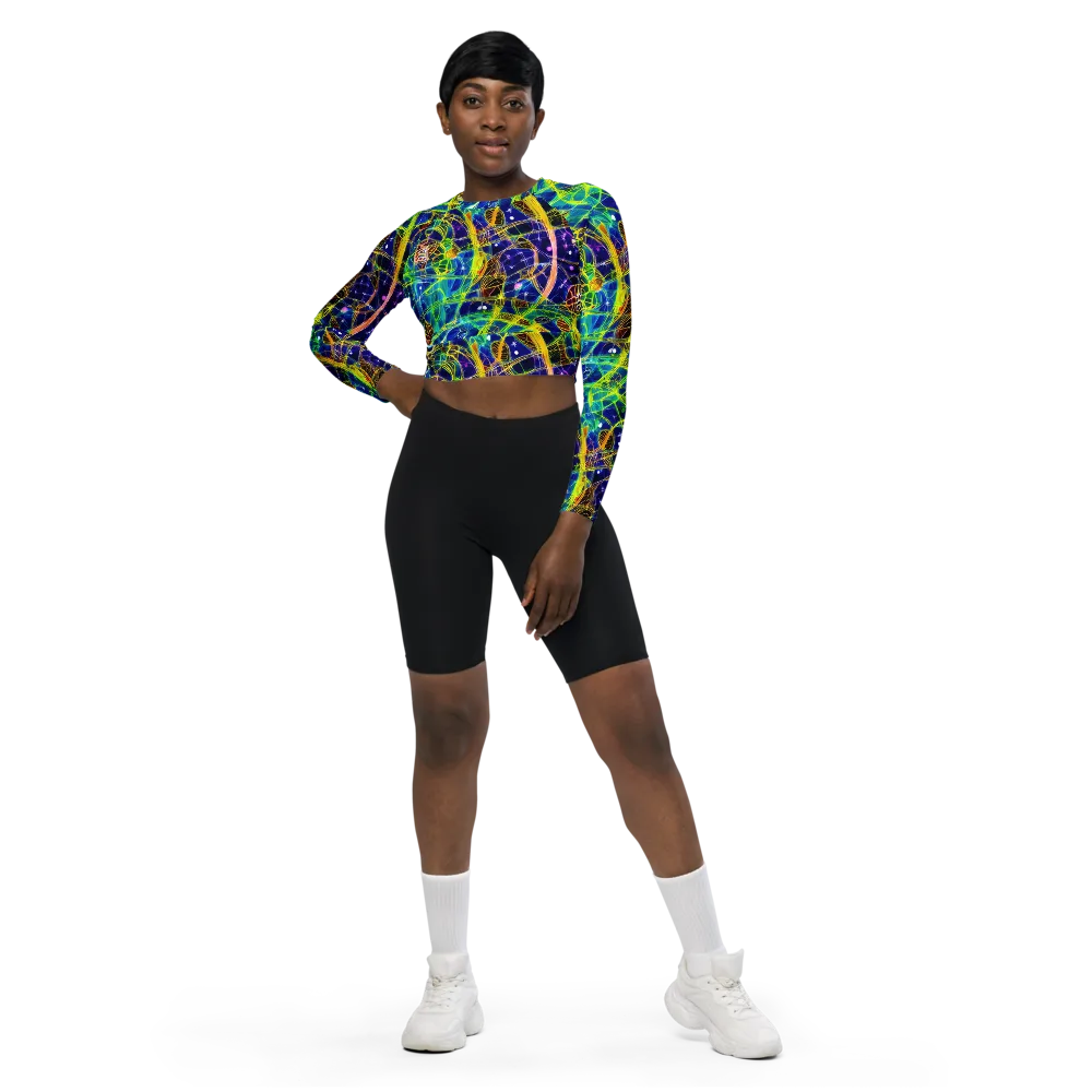 Prismatic Undergrowth on Long Sleeve Crop Top — Front