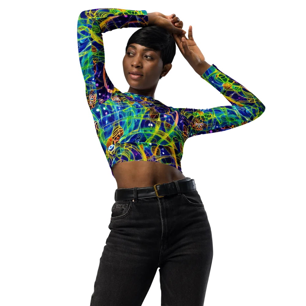 Prismatic Undergrowth on Long Sleeve Crop Top — Front