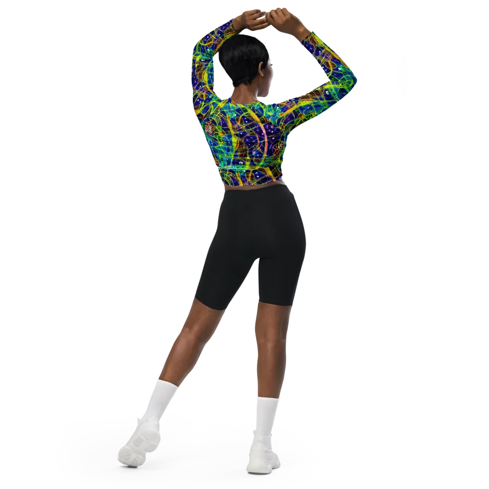 Prismatic Undergrowth on Long Sleeve Crop Top — Back