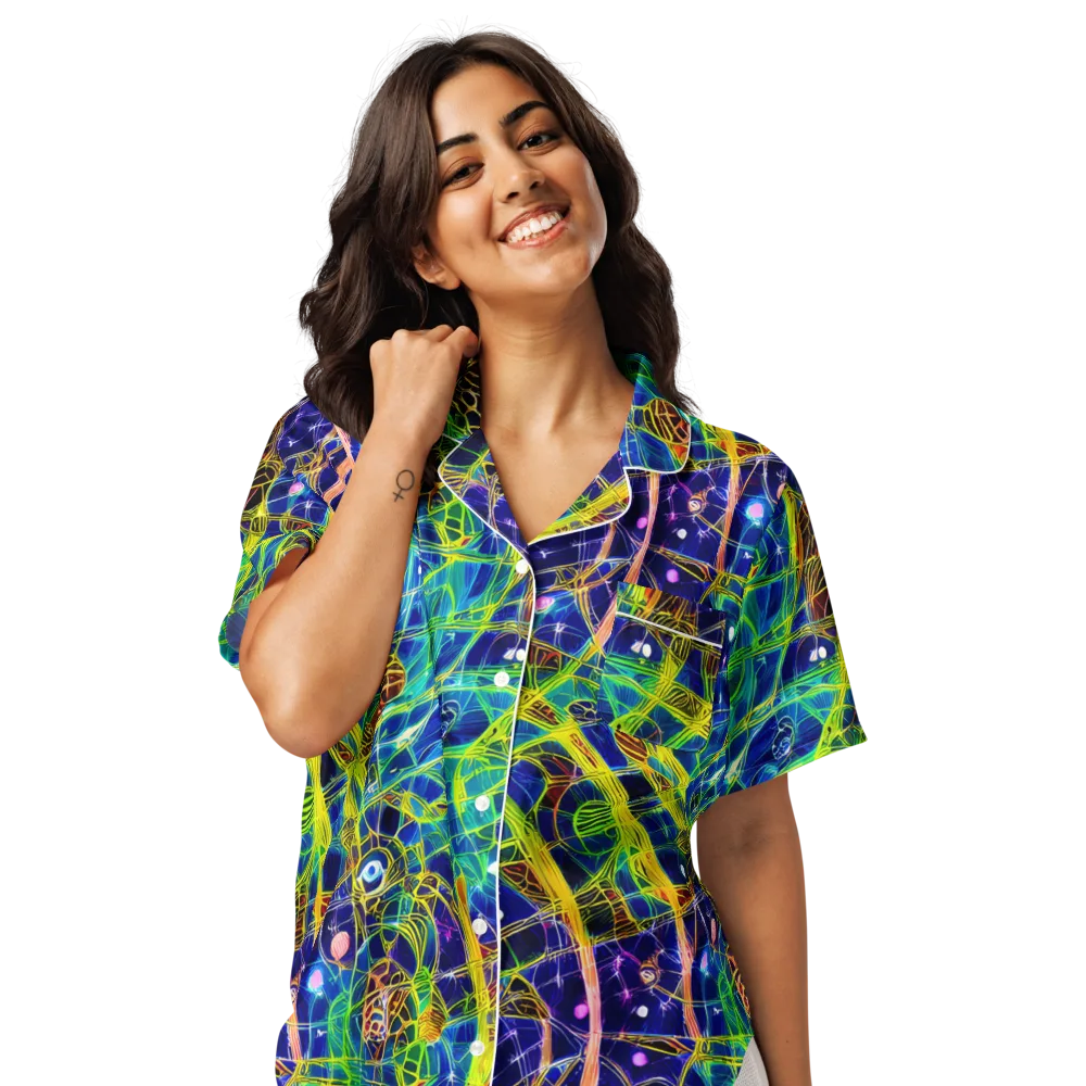 Prismatic Undergrowth on Women's Short Sleeve Pajama Top — Front
