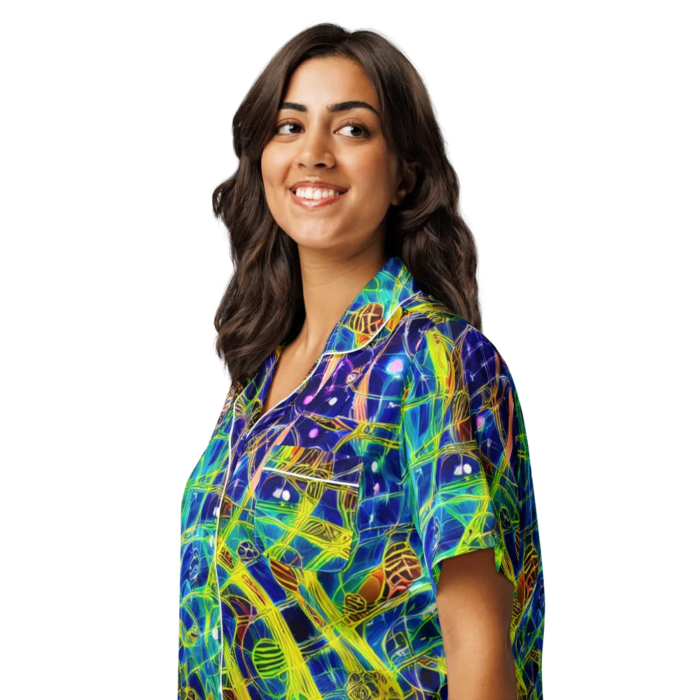Prismatic Undergrowth on Women's Short Sleeve Pajama Top — Left Front