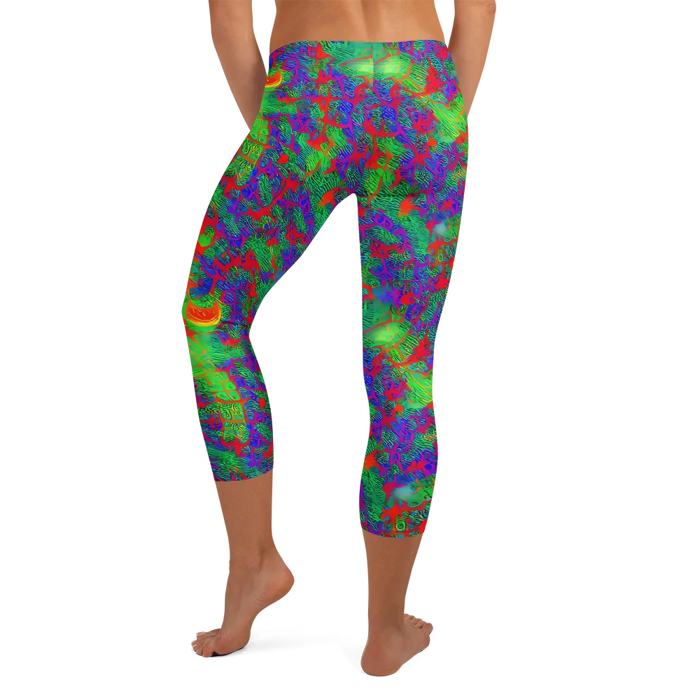 Neon Jungle Static on Capri Leggings — Back