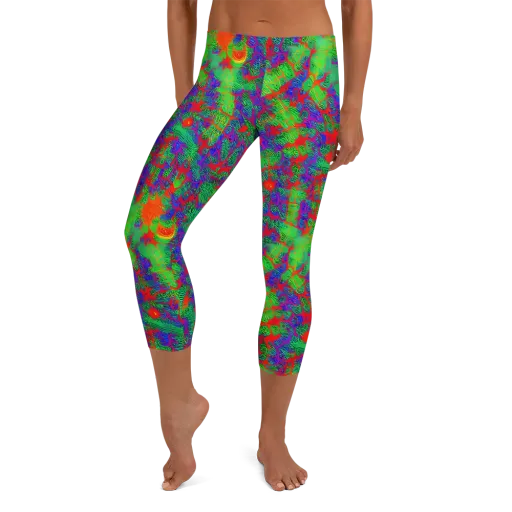Neon Jungle Static on a Capri Leggings