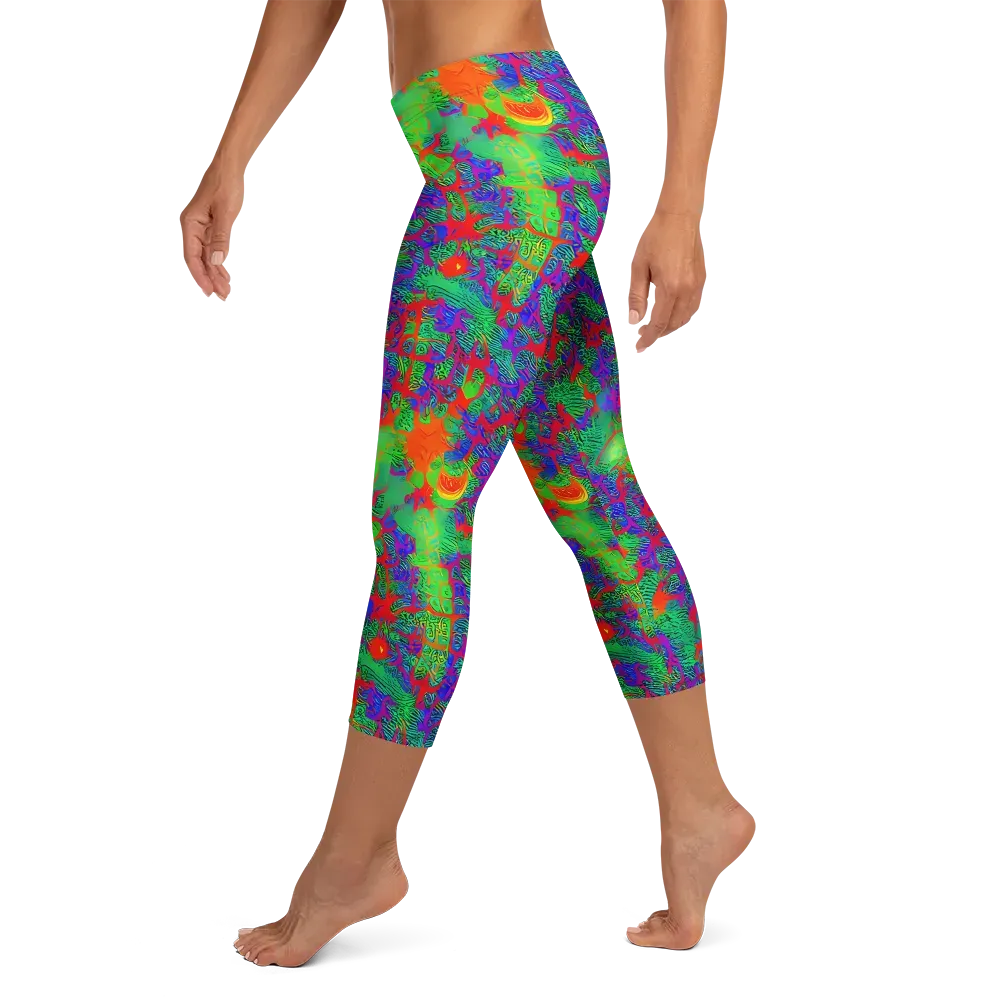 Neon Jungle Static on Capri Leggings — Left