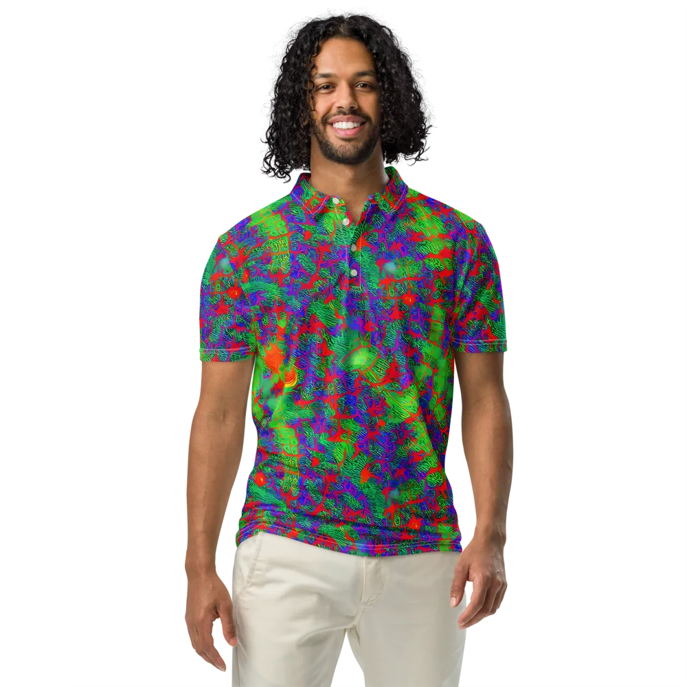 Neon Jungle Static on Men's Slim Fit Polo Shirt — Front