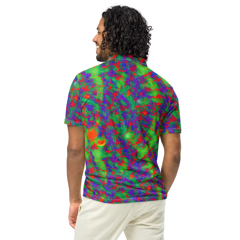 Neon Jungle Static on Men's Slim Fit Polo Shirt — Back
