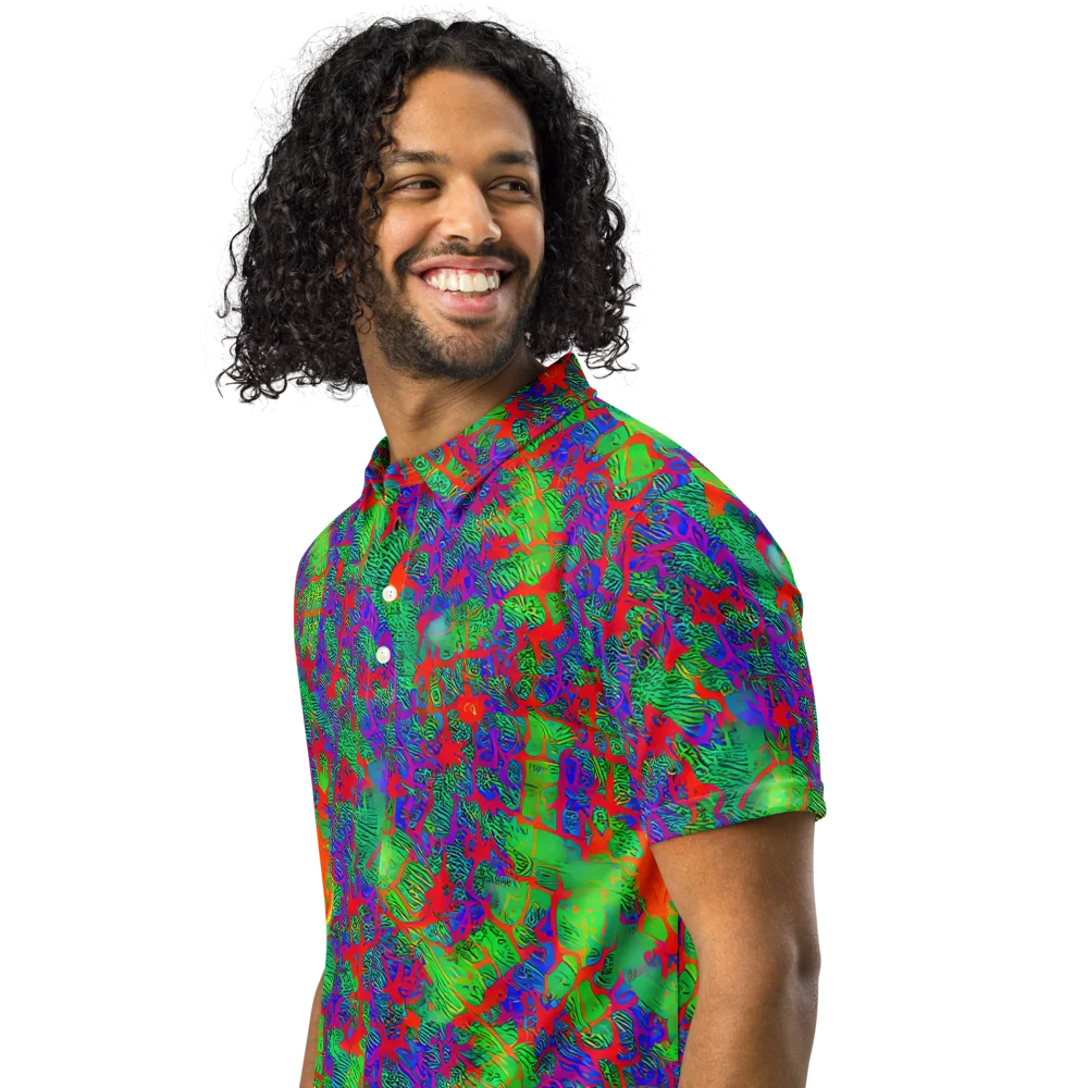 Neon Jungle Static on Men's Slim Fit Polo Shirt — Left Front