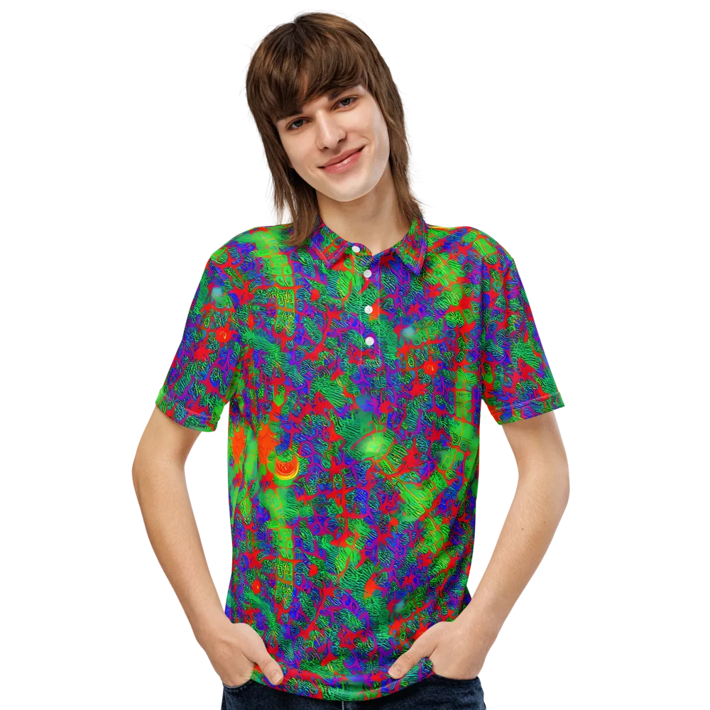 Neon Jungle Static on Men's Slim Fit Polo Shirt — Front