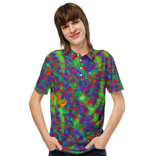 Neon Jungle Static on a Men's Slim Fit Polo Shirt