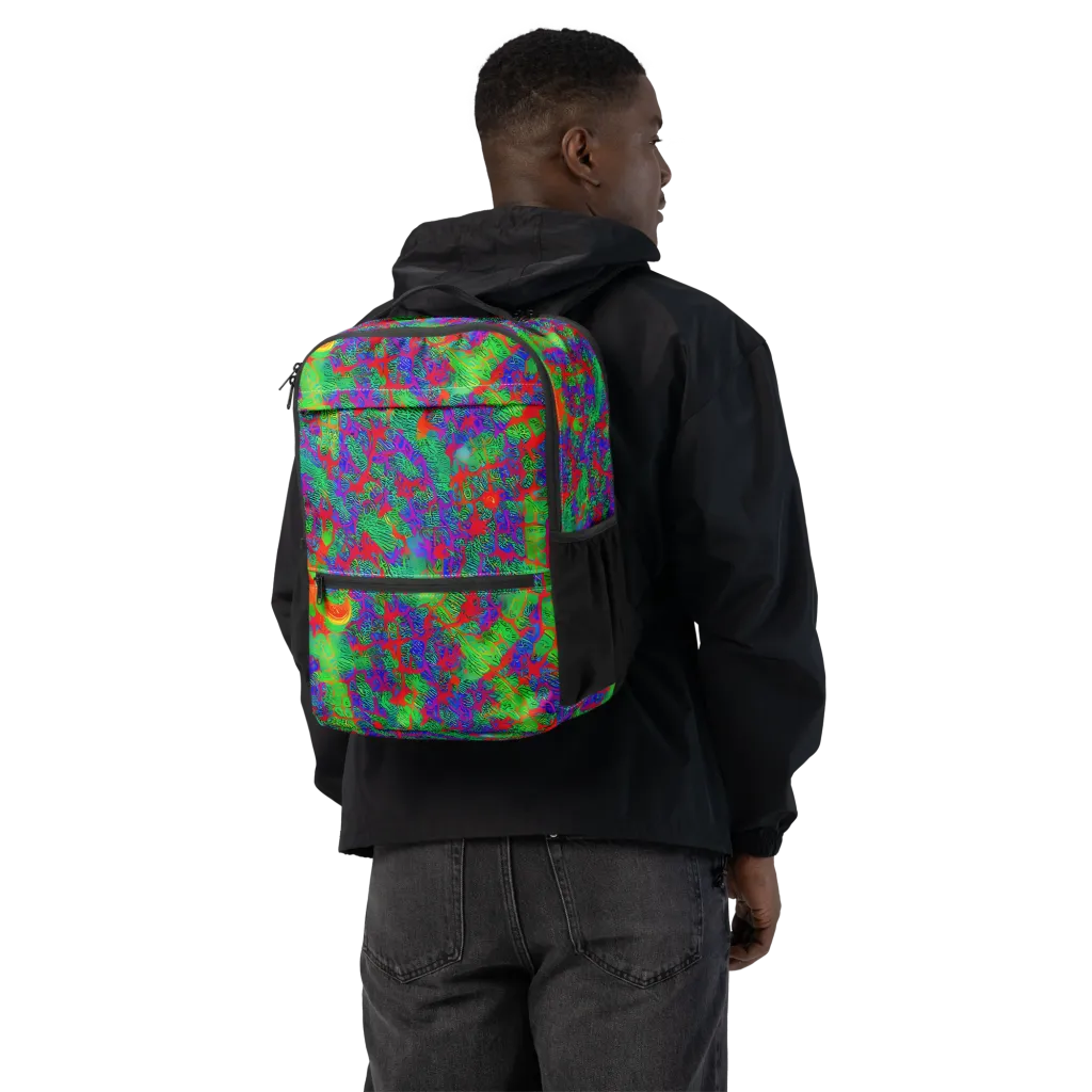 Neon Jungle Static on Utility Backpack — Back