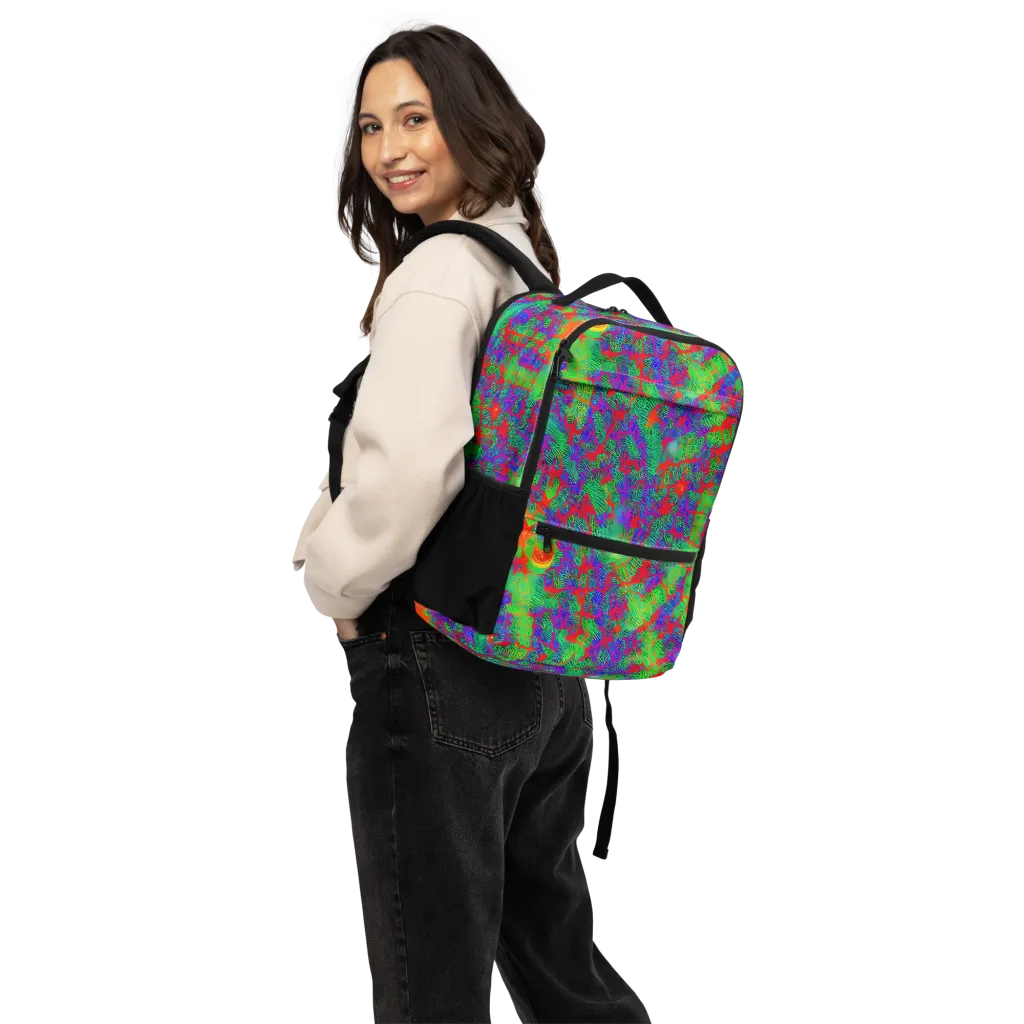 Neon Jungle Static on Utility Backpack — Back