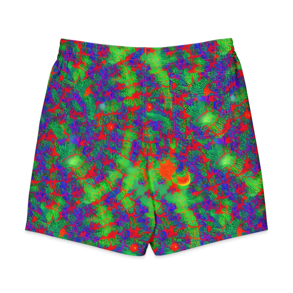 Neon Jungle Static on Men's Board Shorts — Back