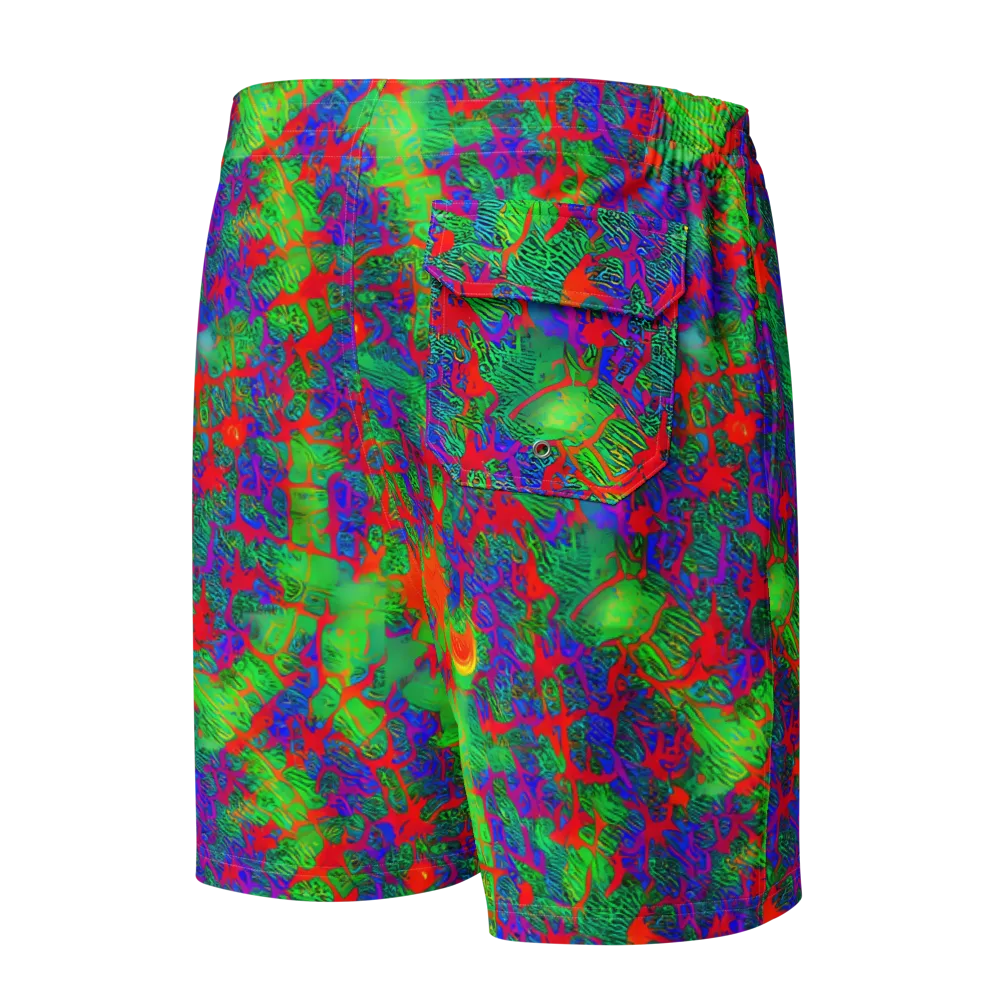 Neon Jungle Static on Men's Board Shorts — Back