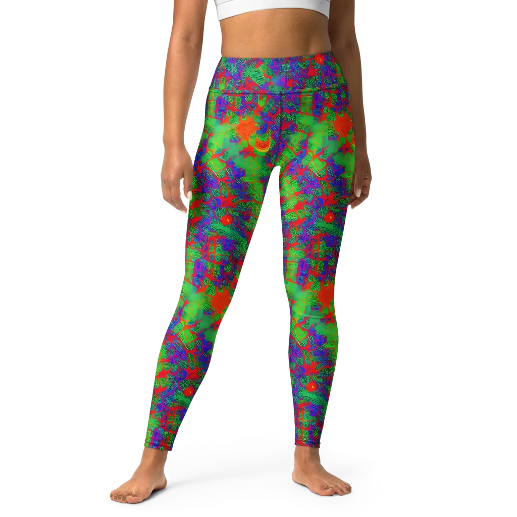 Neon Jungle Static on Yoga Leggings — Front