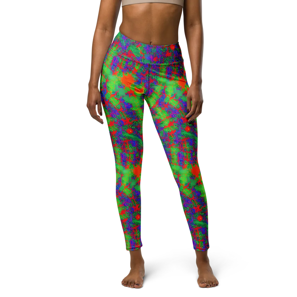 Neon Jungle Static on Yoga Leggings — Front