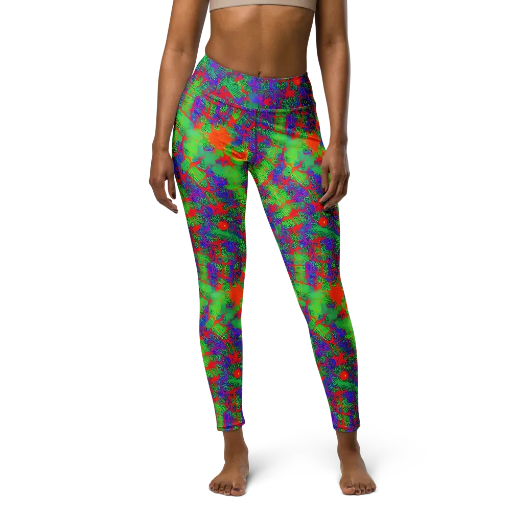 Neon Jungle Static on Yoga Leggings — Front