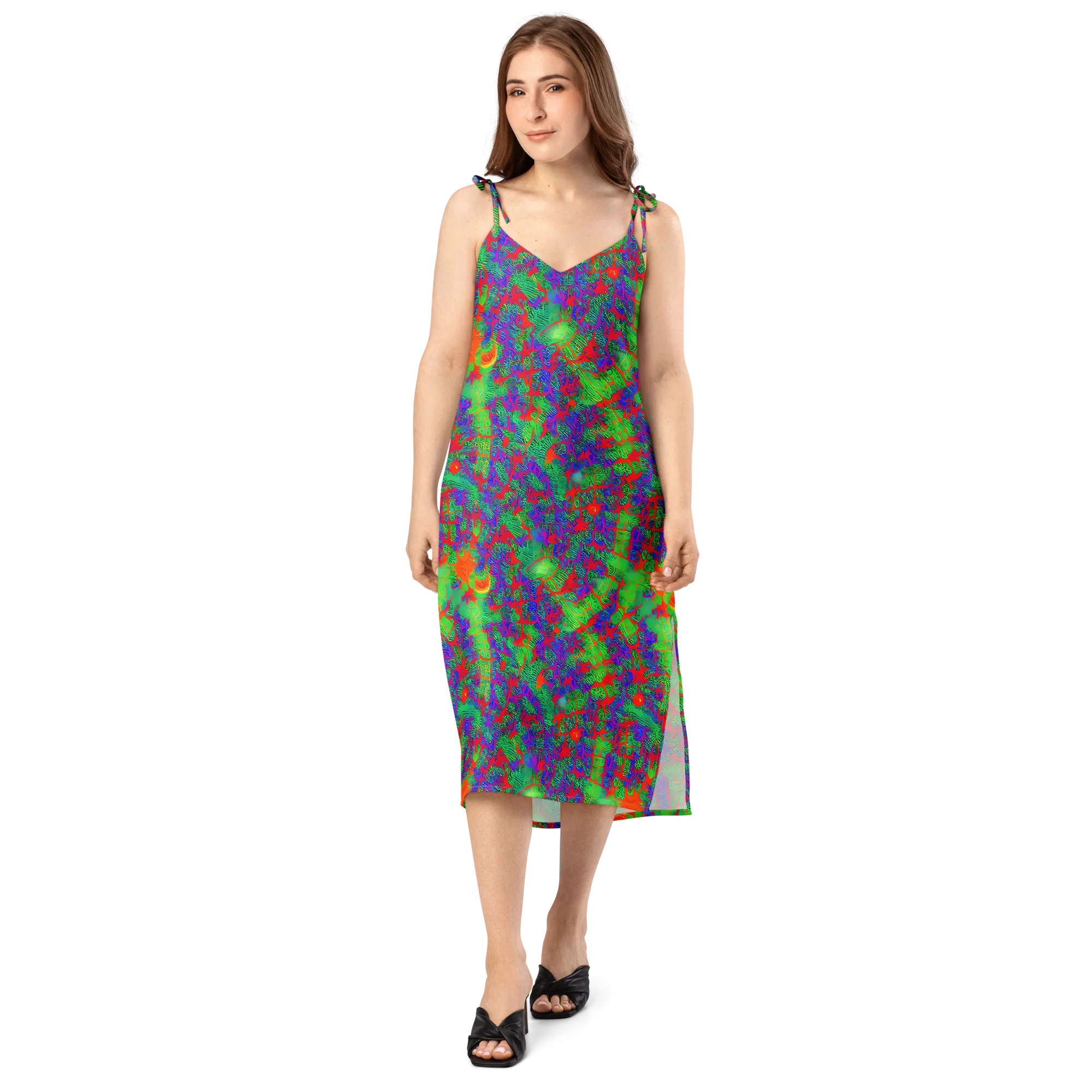 Neon Jungle Static on Slip Dress — Front