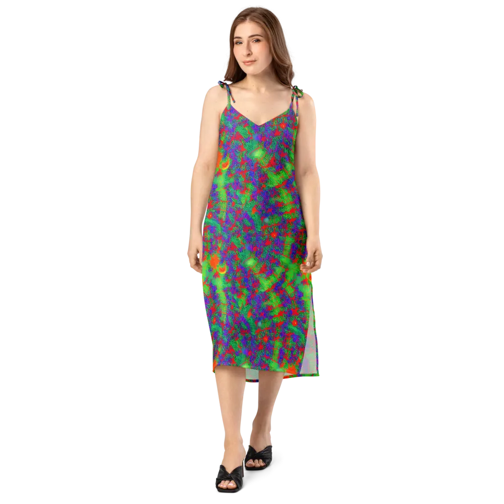 Neon Jungle Static on Slip Dress — Front