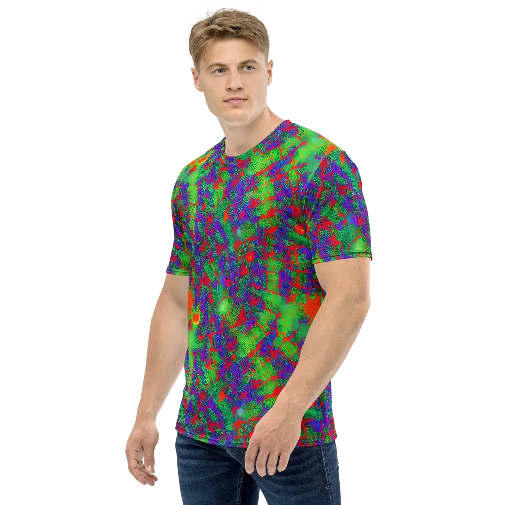 Neon Jungle Static on Men's Crew Neck T-Shirt — Left