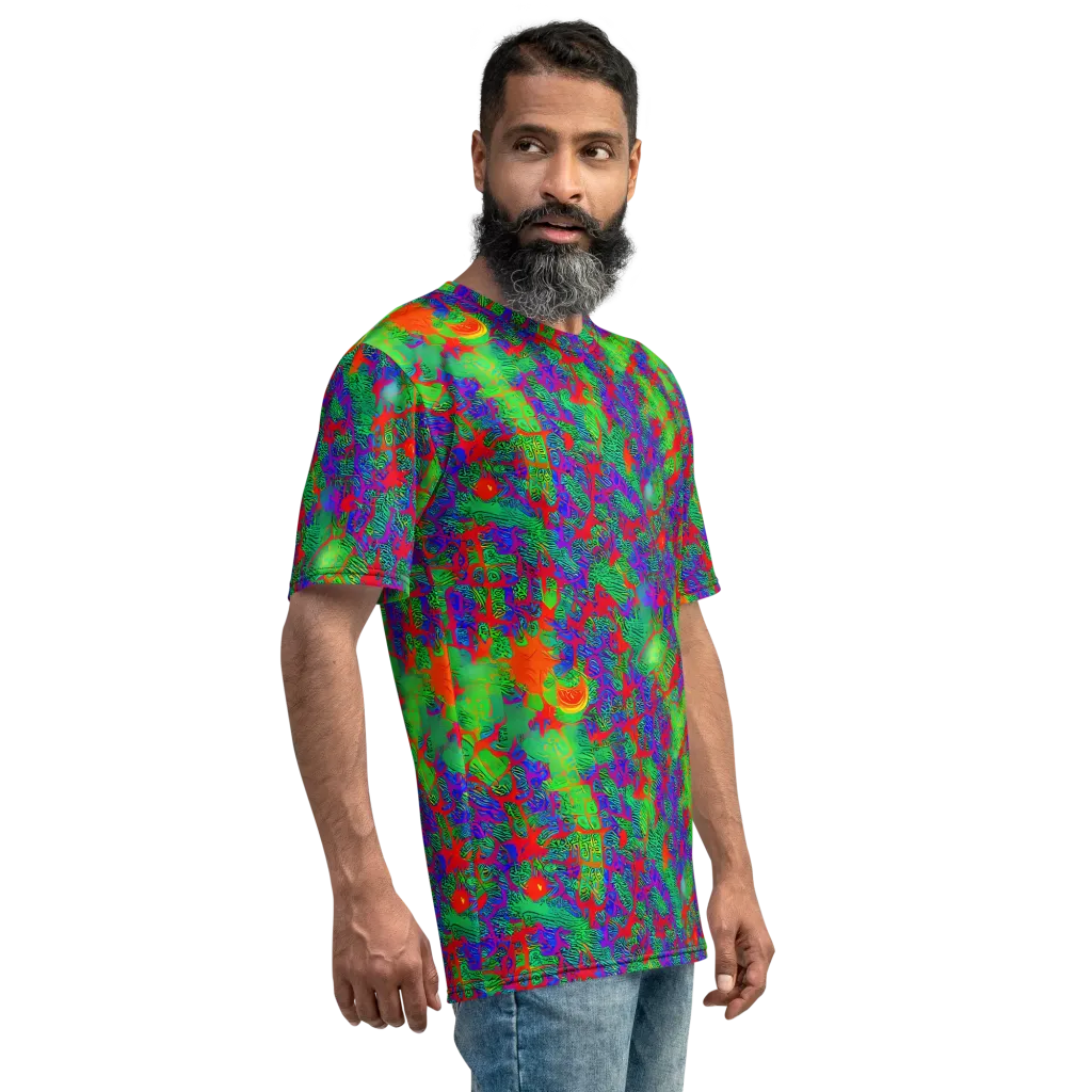 Neon Jungle Static on Men's Crew Neck T-Shirt — Right