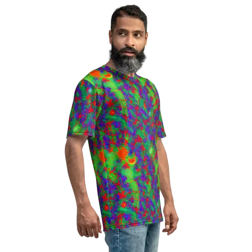 Neon Jungle Static on a Men's Crew Neck T-Shirt