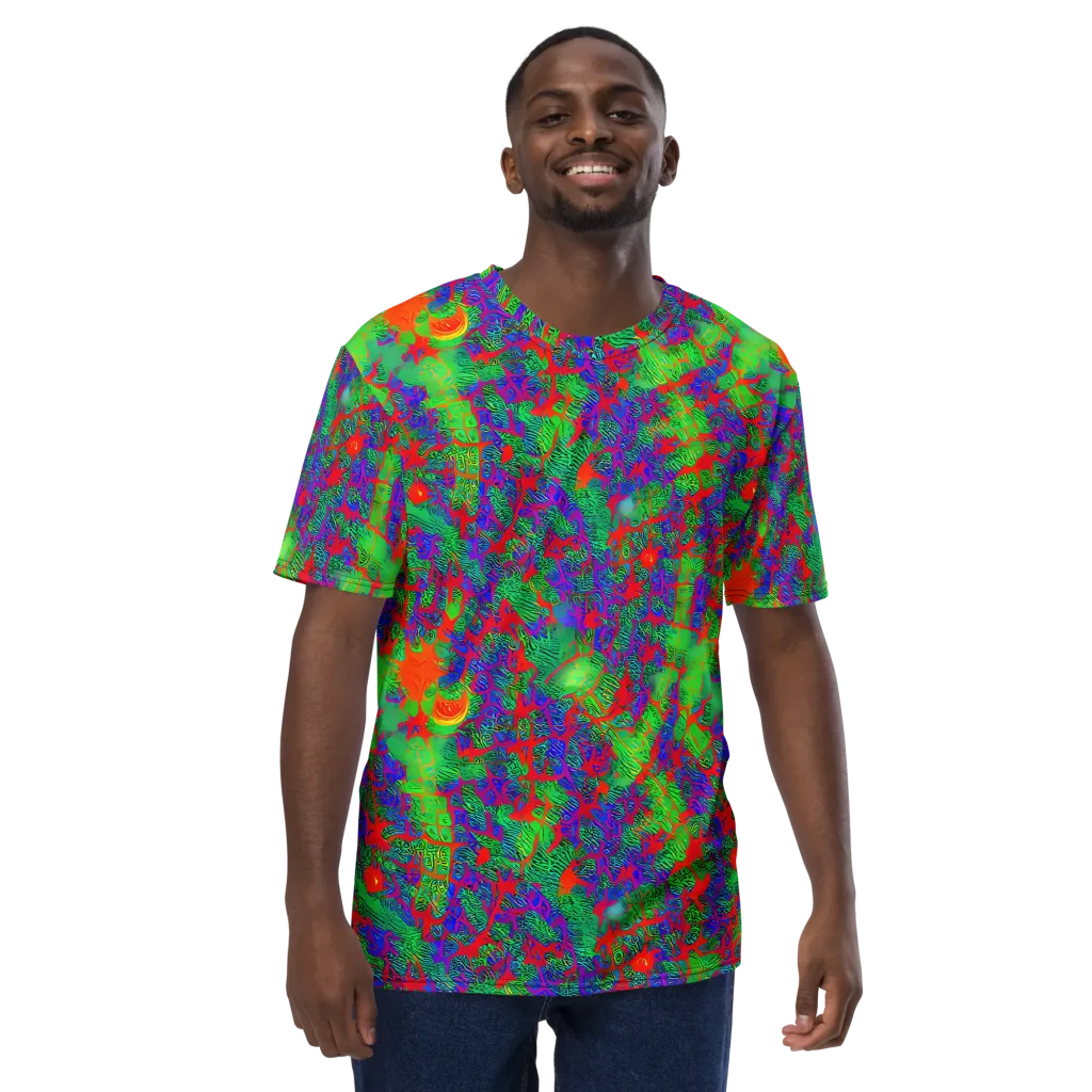 Neon Jungle Static on Men's Crew Neck T-Shirt — Front