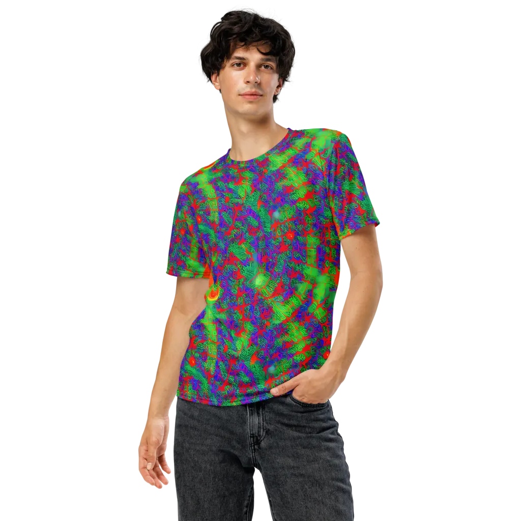 Neon Jungle Static on Men's Crew Neck T-Shirt — Front