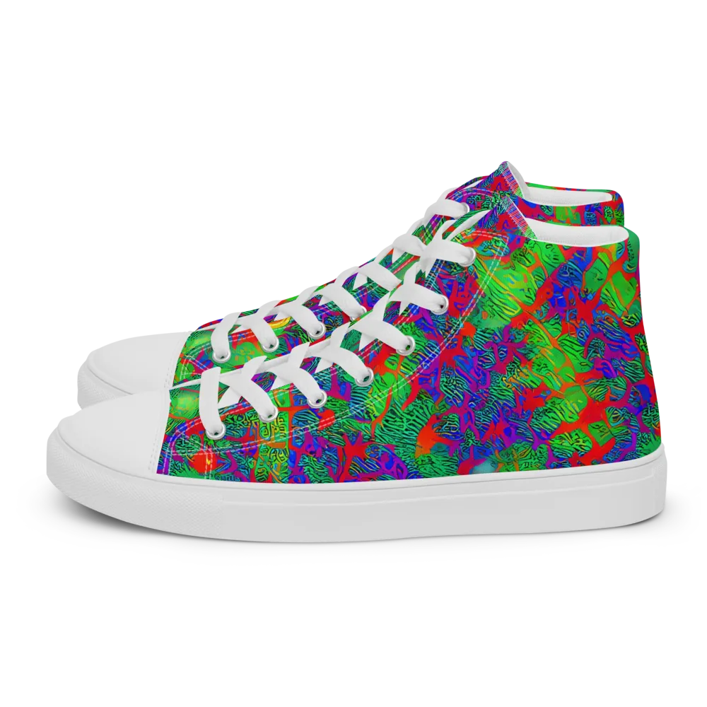 Neon Jungle Static on Men's High Top Canvas Shoes — Left