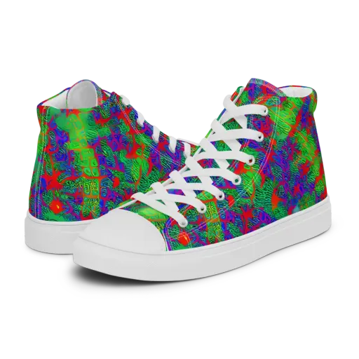 Neon Jungle Static on a Men's High Top Canvas Shoes