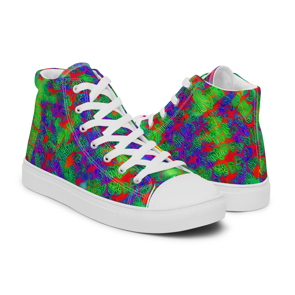 Neon Jungle Static on Men's High Top Canvas Shoes — Right