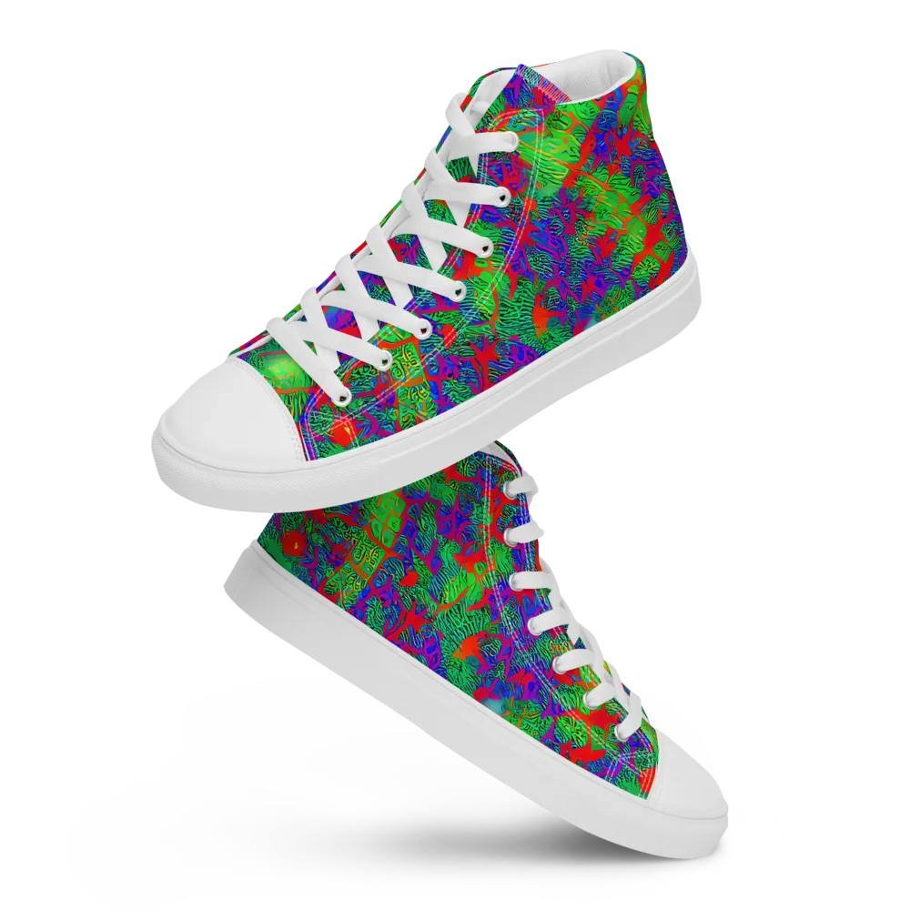 Neon Jungle Static on Men's High Top Canvas Shoes — Front