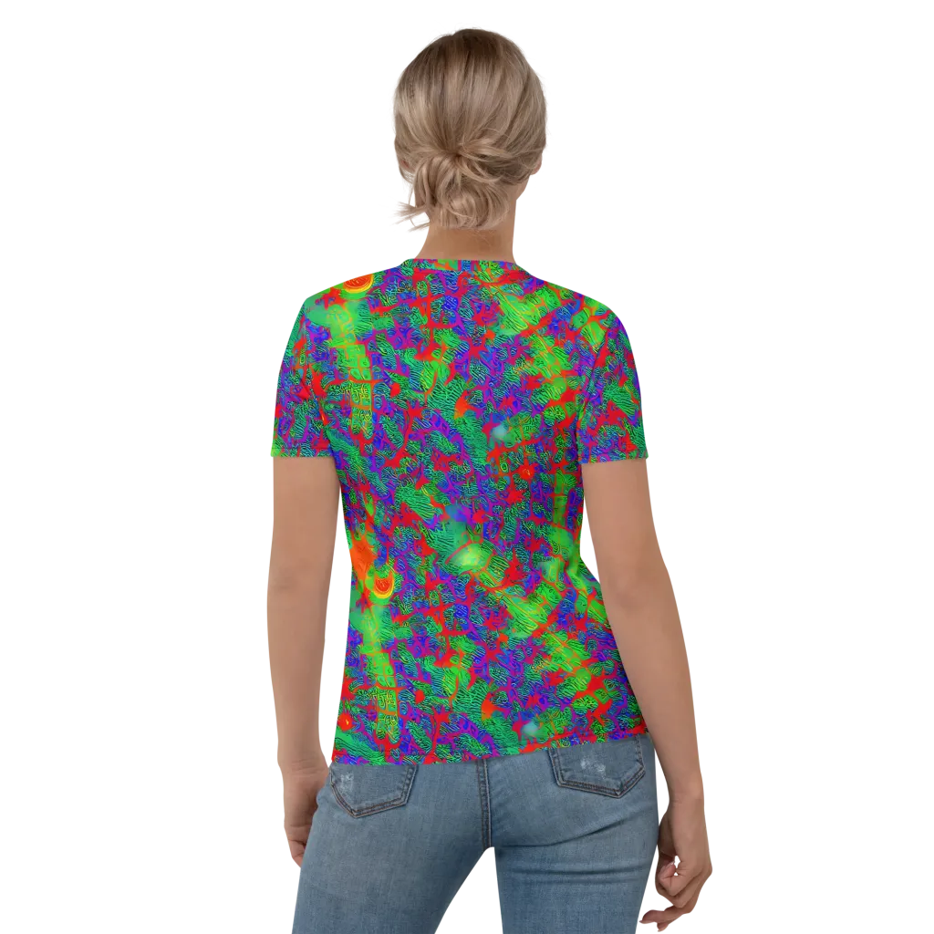 Neon Jungle Static on Women's Crew Neck T-Shirt — Back