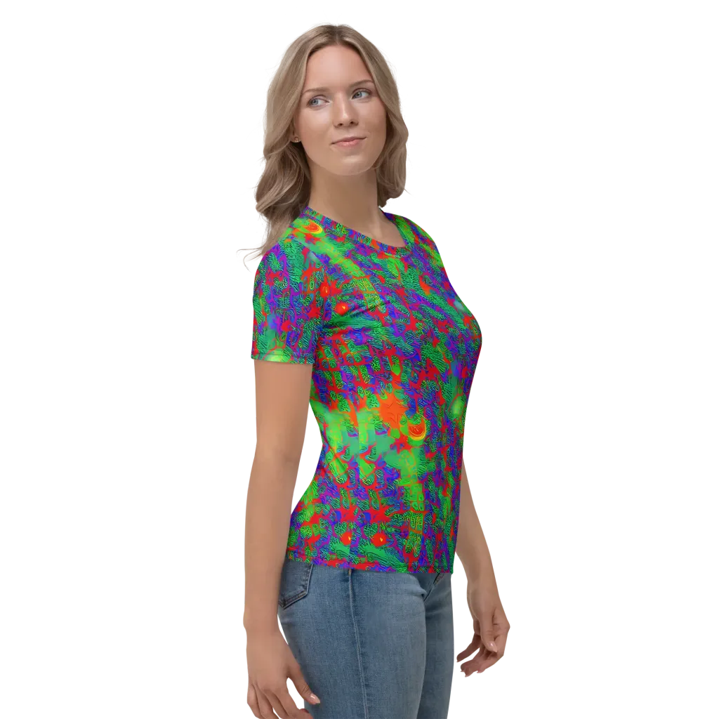 Neon Jungle Static on Women's Crew Neck T-Shirt — Right