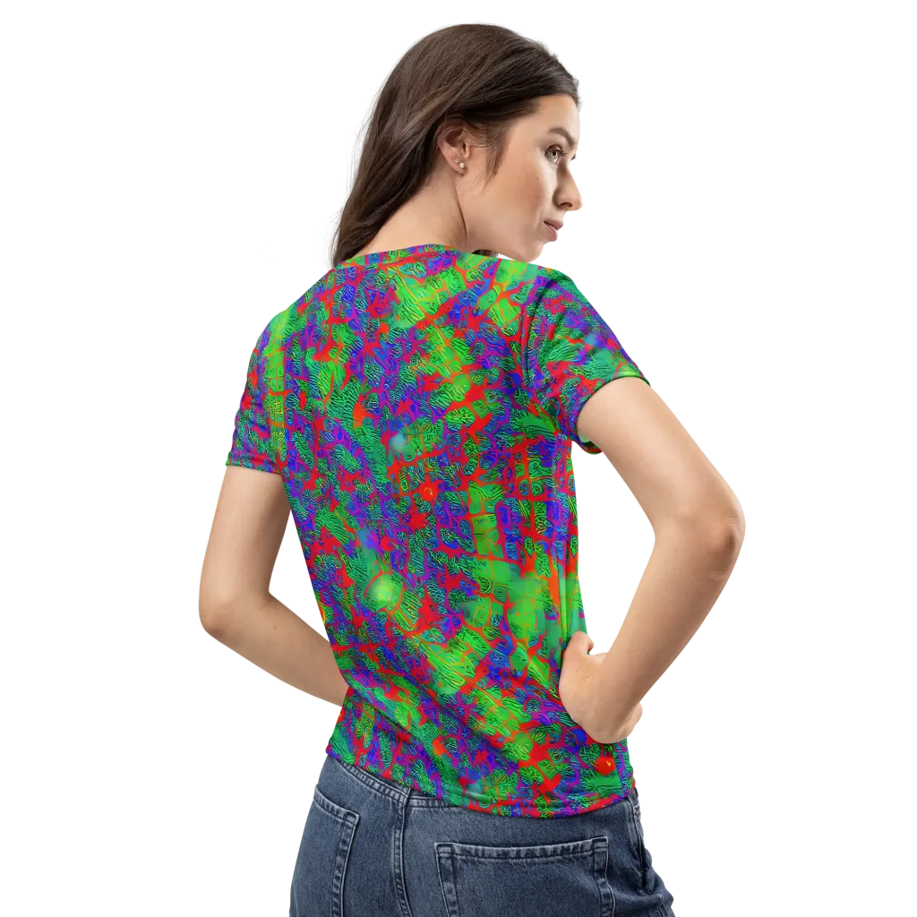 Neon Jungle Static on Women's Crew Neck T-Shirt — Back